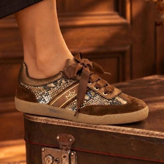 MLV bronz hüllőmintás sneaker szalagos fűzővel ( 34-Amber04/Brown)