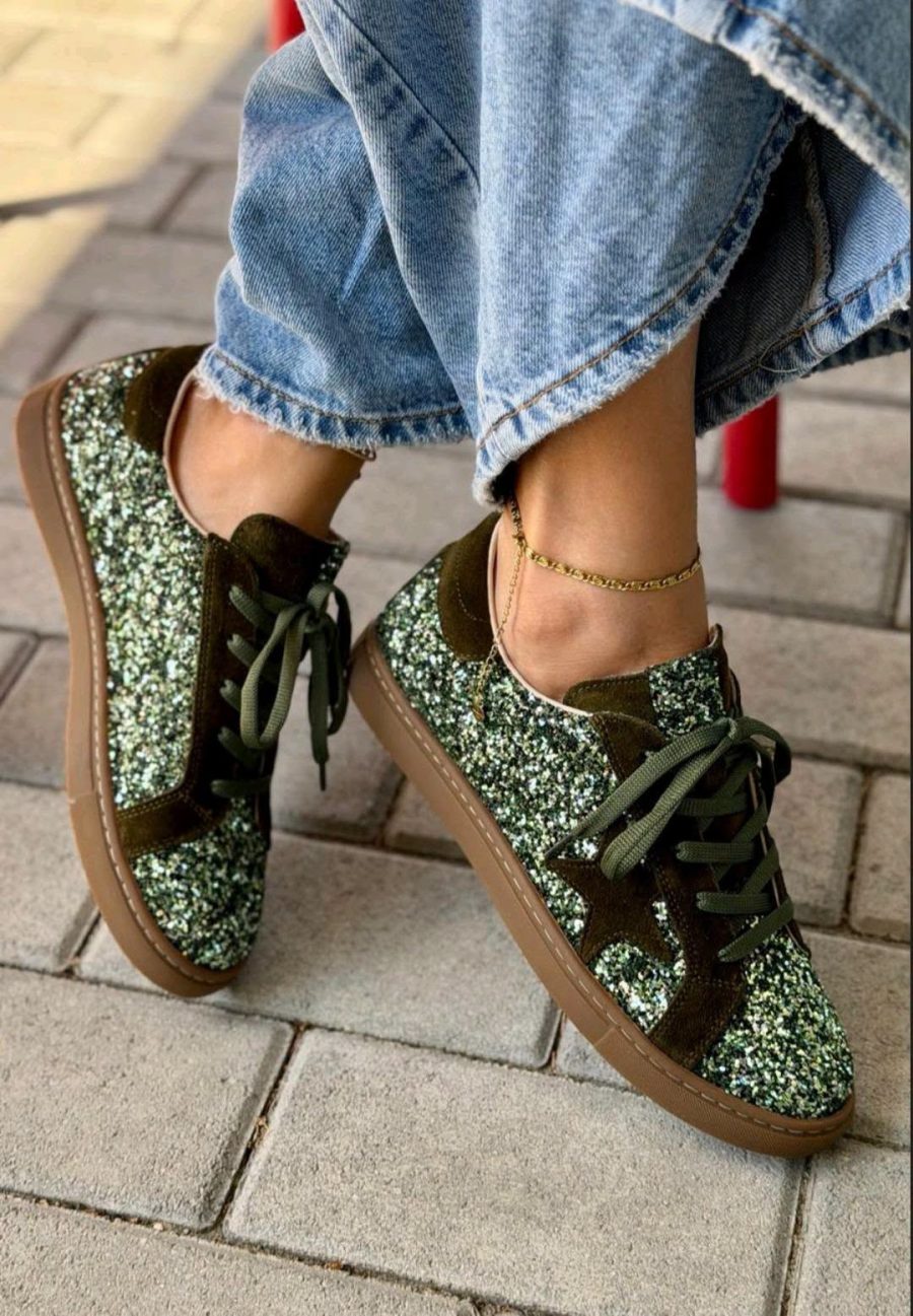 Tutto bene zöld glitteres sneaker ( 850.7113/ Haki sim)