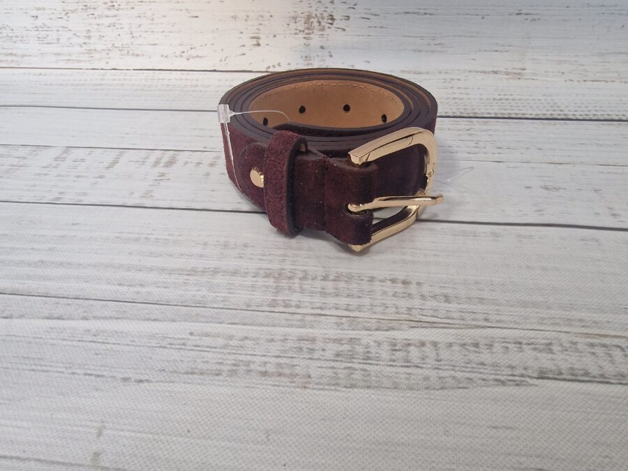 Burgundi velúrbőr öv (107cm)